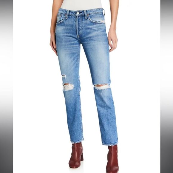 Rag & Bone Rosa Mid-Rise Distressed Boyfriend Jeans Size 28 - Picture 1 of 10
